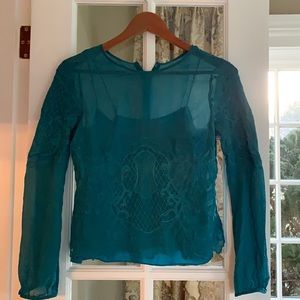 Blue embroidered top